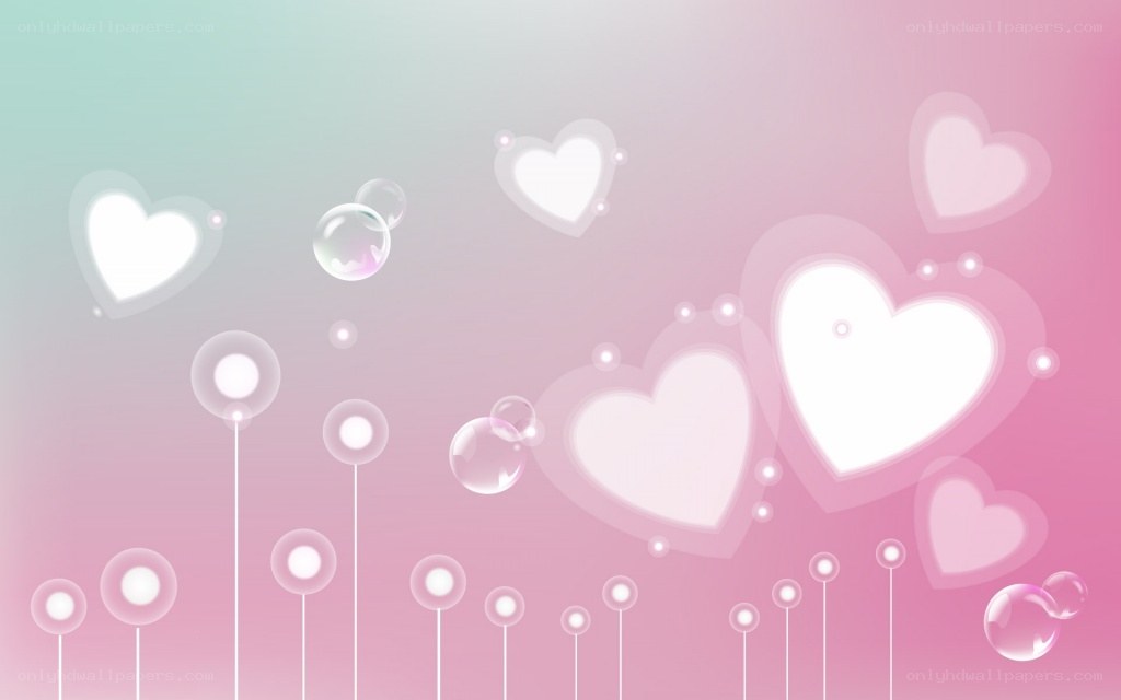 pink hearts and bubbles