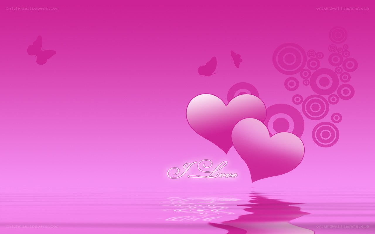 pink hearts and butterflies