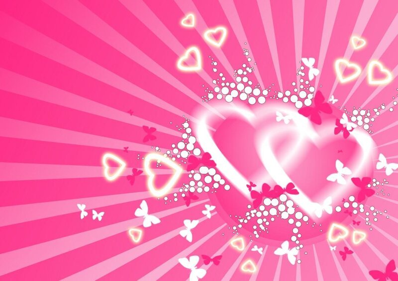 pink hearts and butterflies