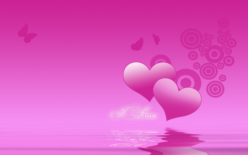 Pink Hearts and Butterflies — Romantic, Digital Art, Circles