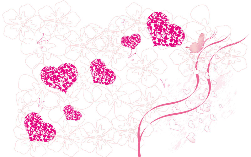 pink hearts and flowers design