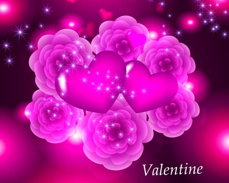 Pink Hearts and Flowers — Purple