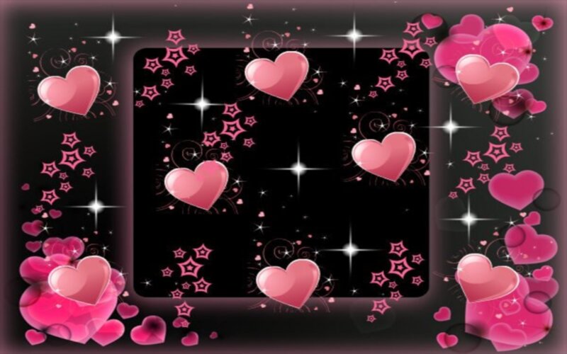 Pink Hearts and Stars — Black