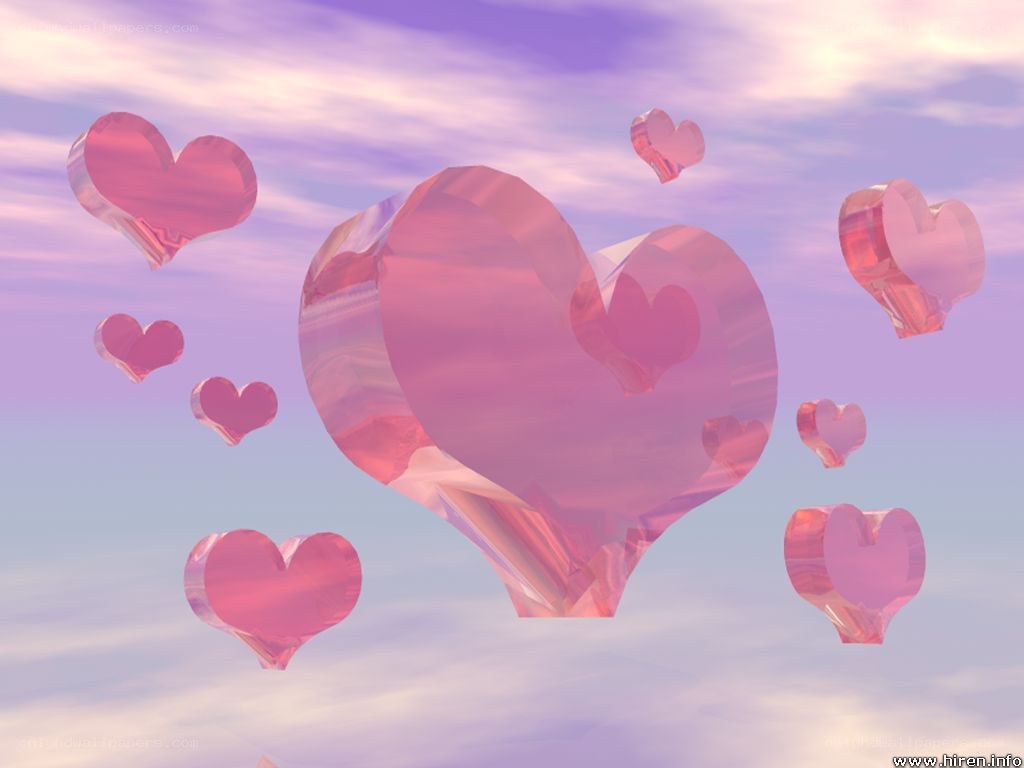 Pink hearts in the sky