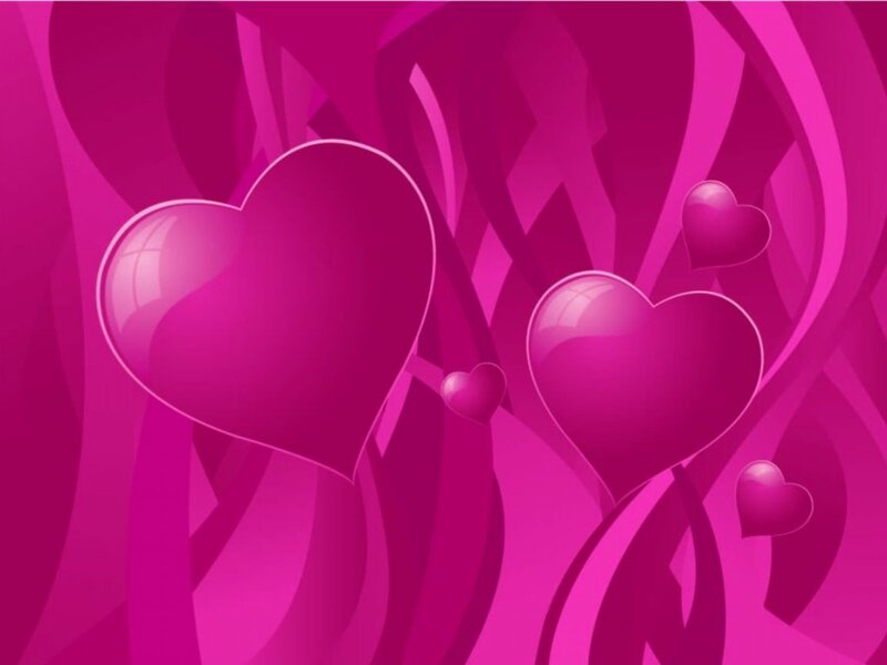 Pink Hearts on Abstract Background