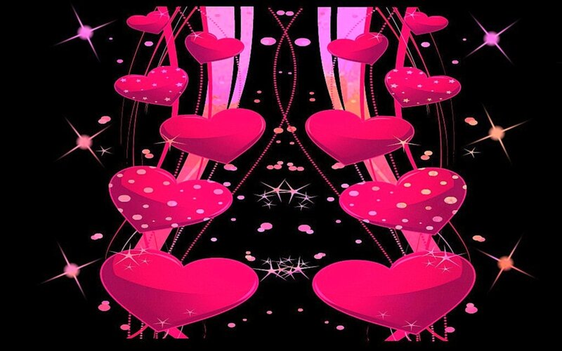Pink Hearts on Black — Festive