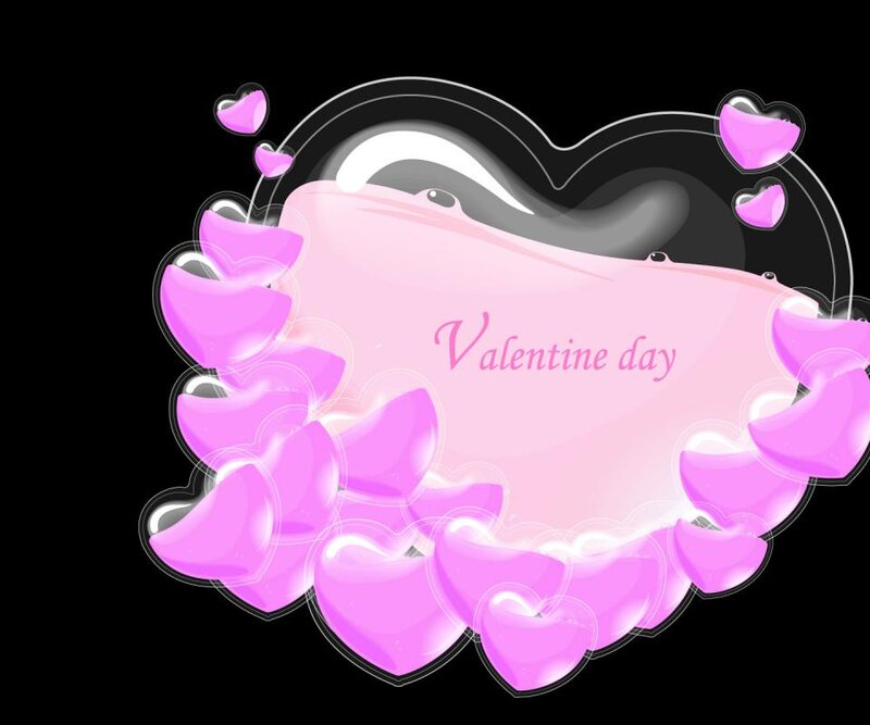 Pink Hearts on Black — Romantic