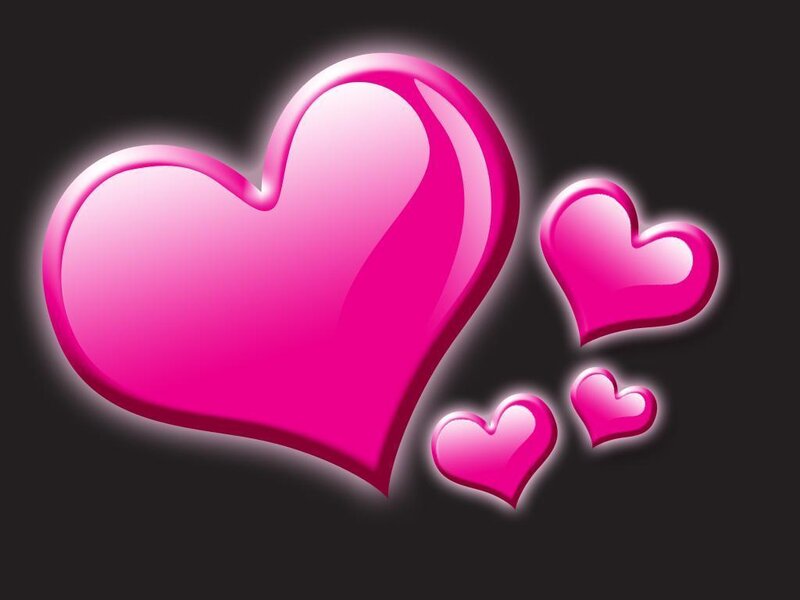 Pink Hearts on Black — Romantic, Vector Art
