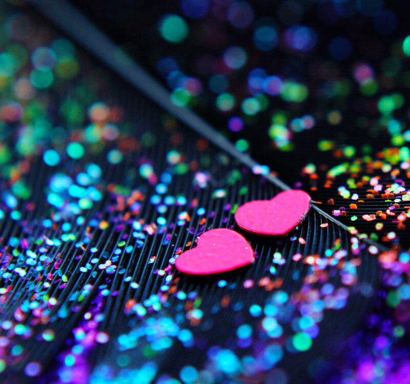 Pink Hearts on Feather