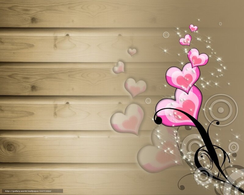 pink hearts on wood