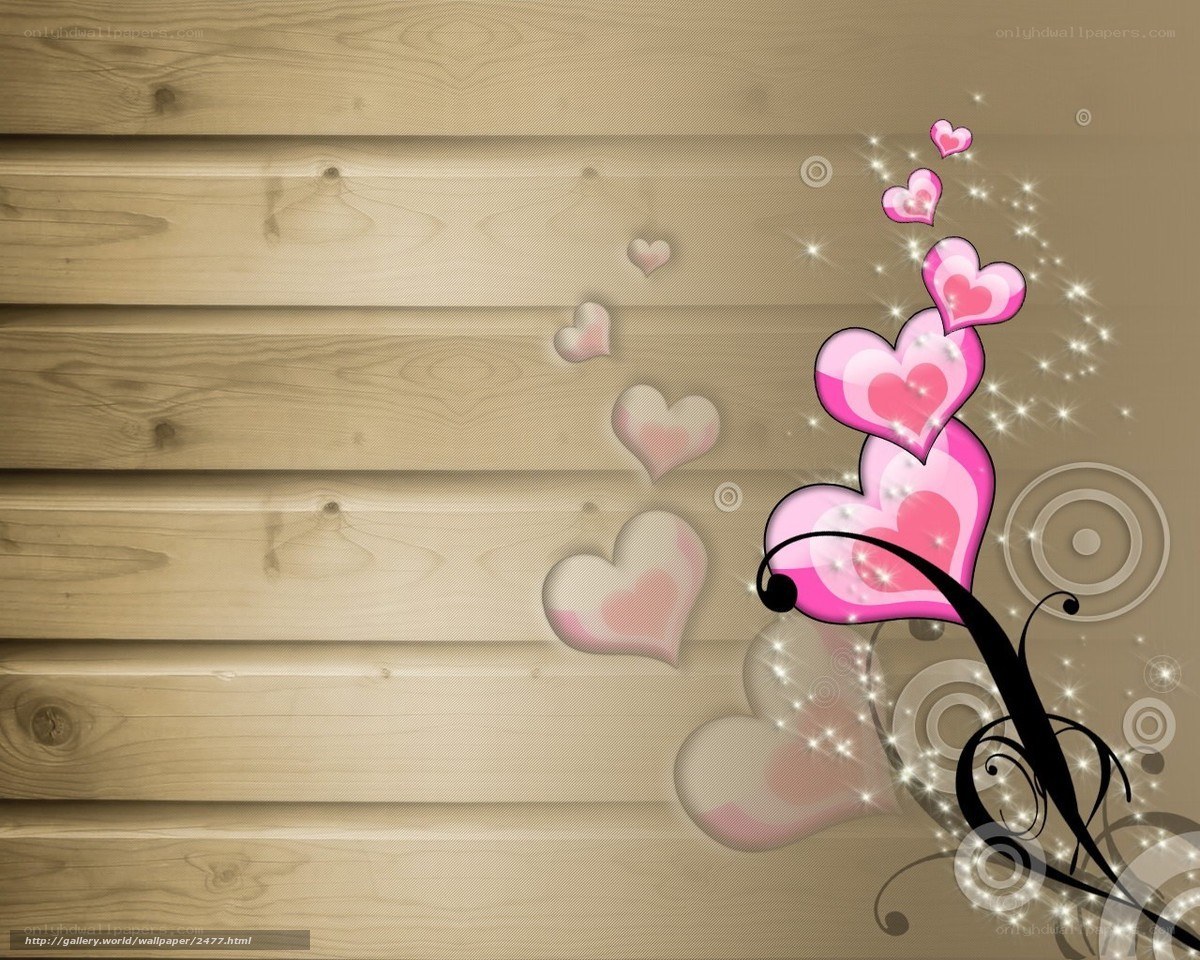 pink hearts on wood
