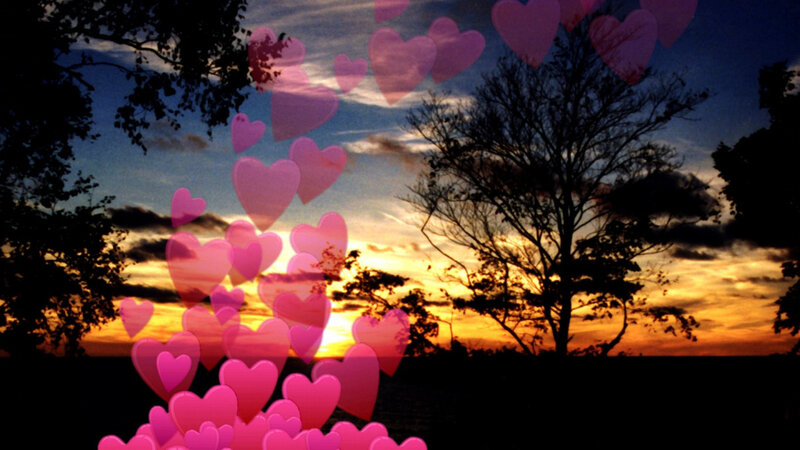 Pink Hearts over Sunset — Romantic