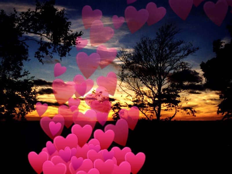 Pink Hearts over Sunset