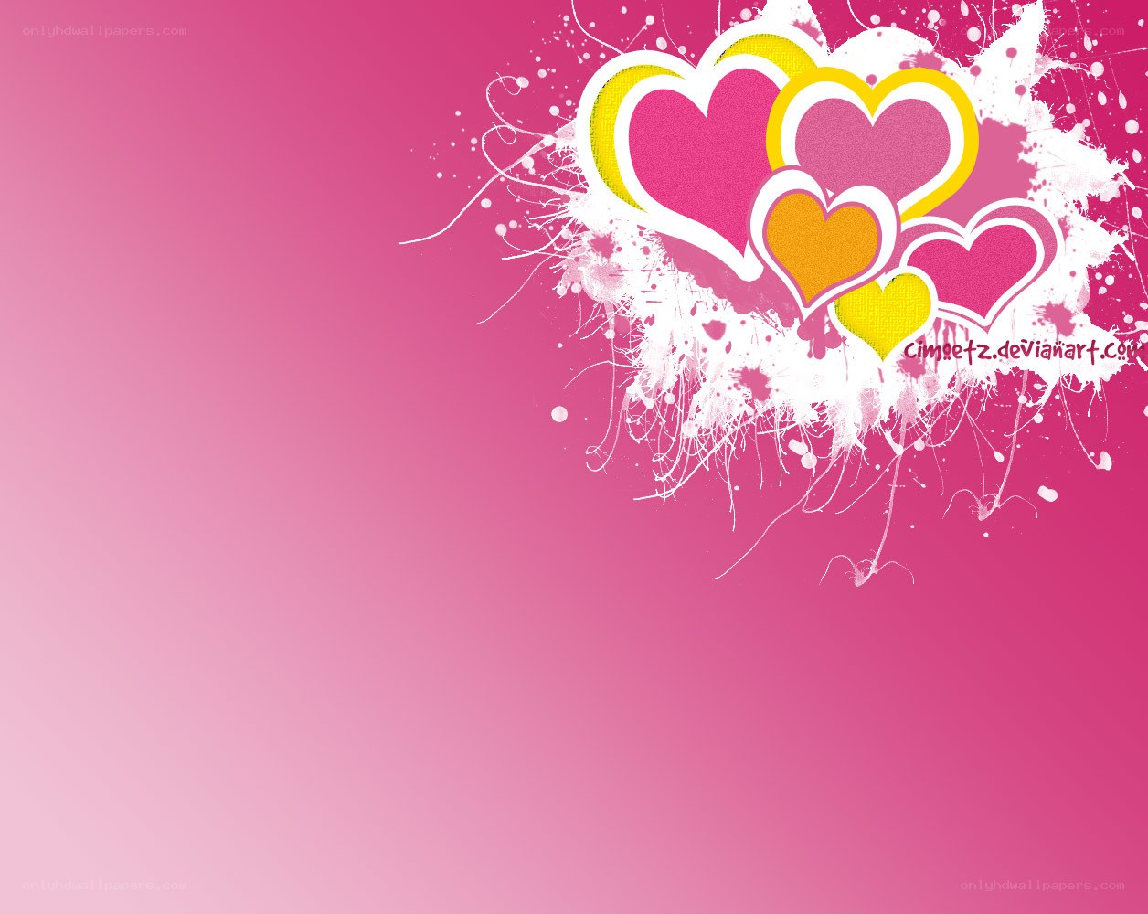 pink hearts splatter design