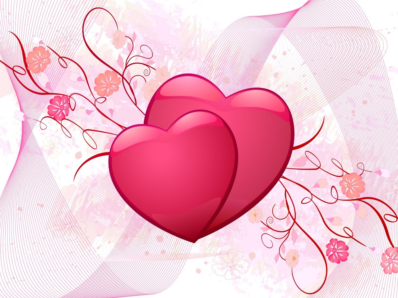 pink hearts with floral design