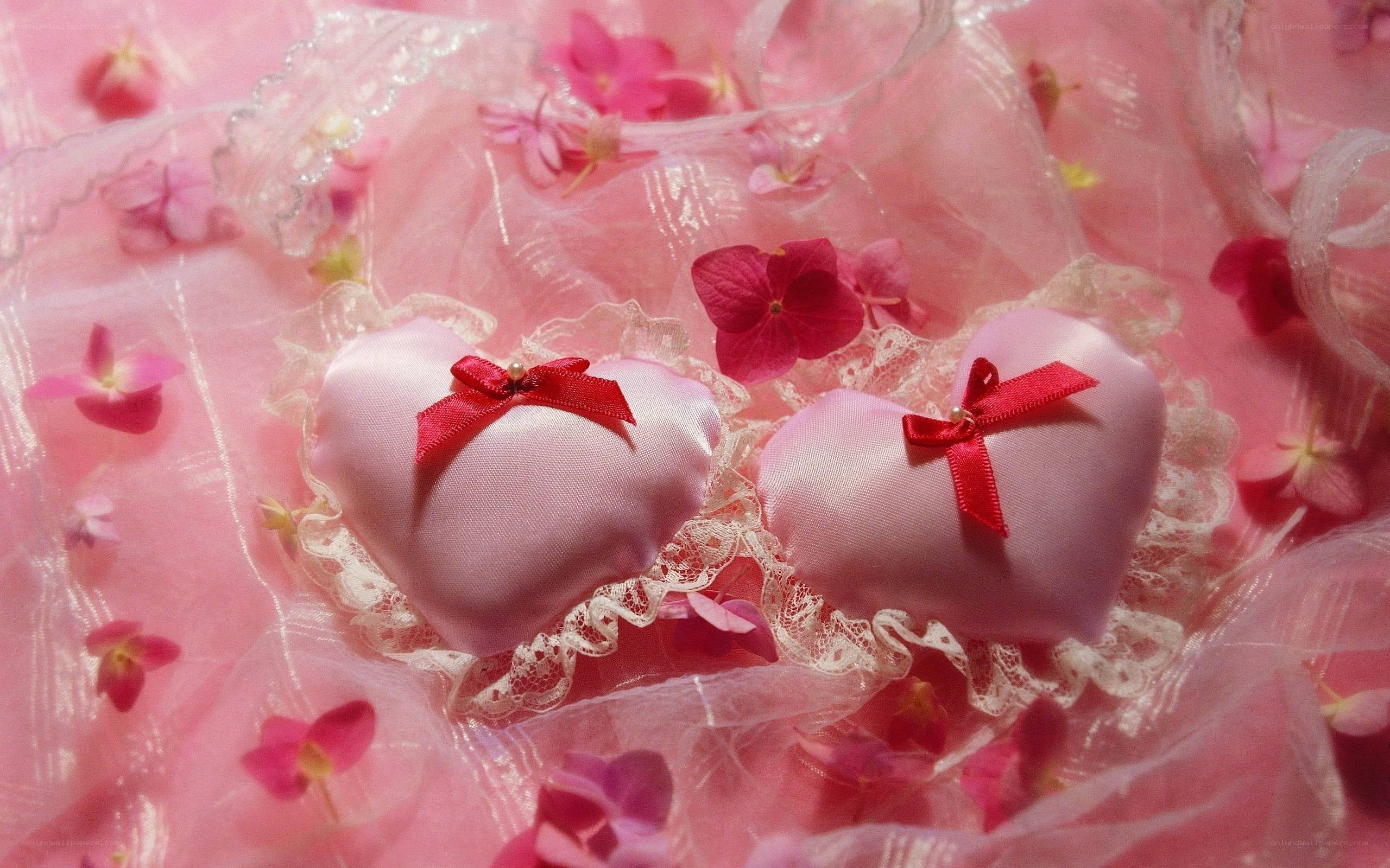pink hearts with flowers