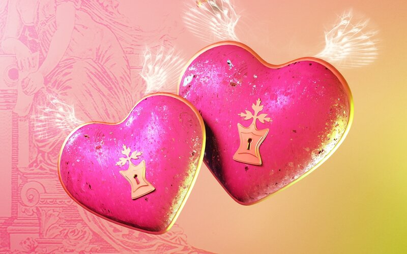 pink hearts with keyholes