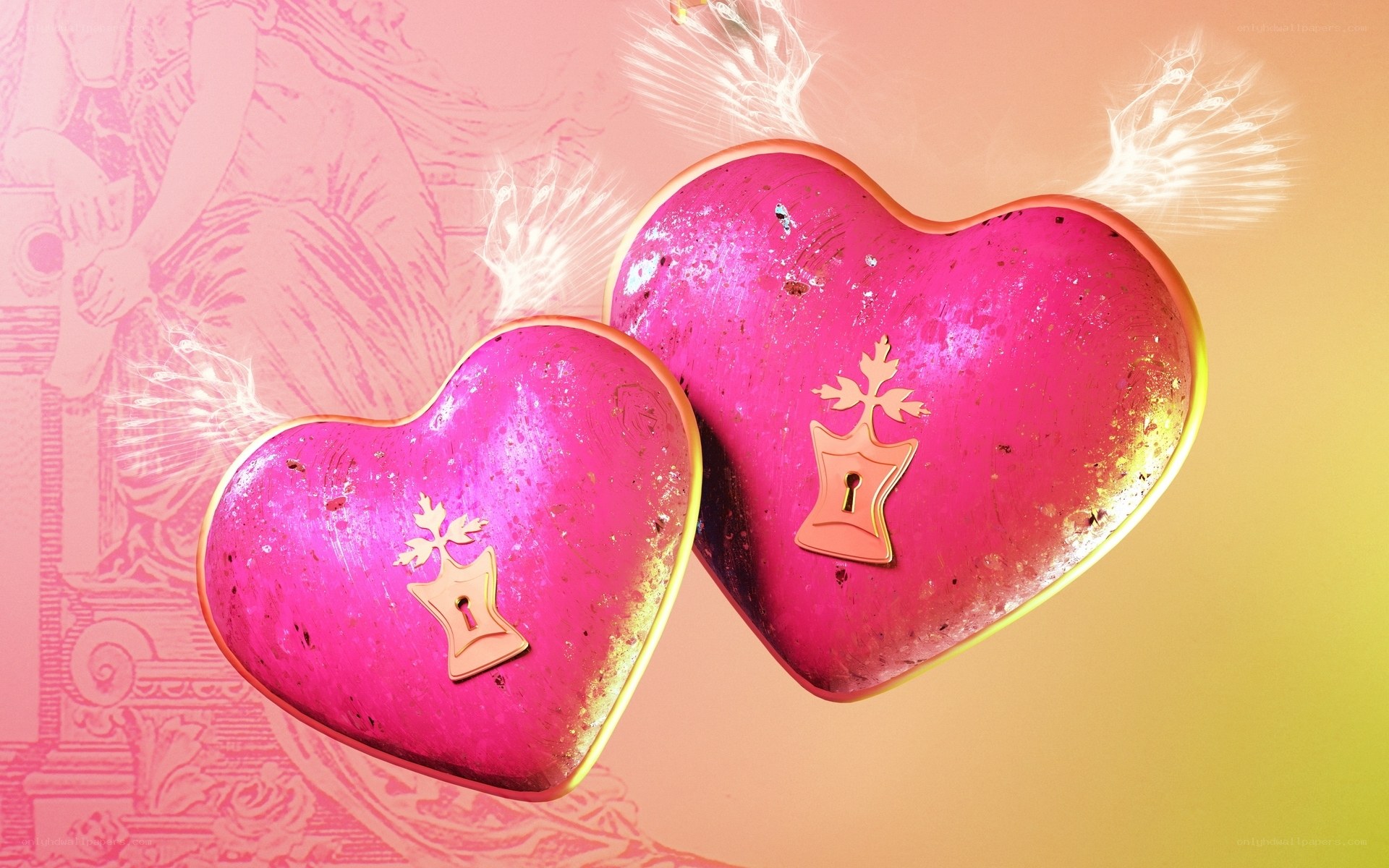 pink hearts with keyholes