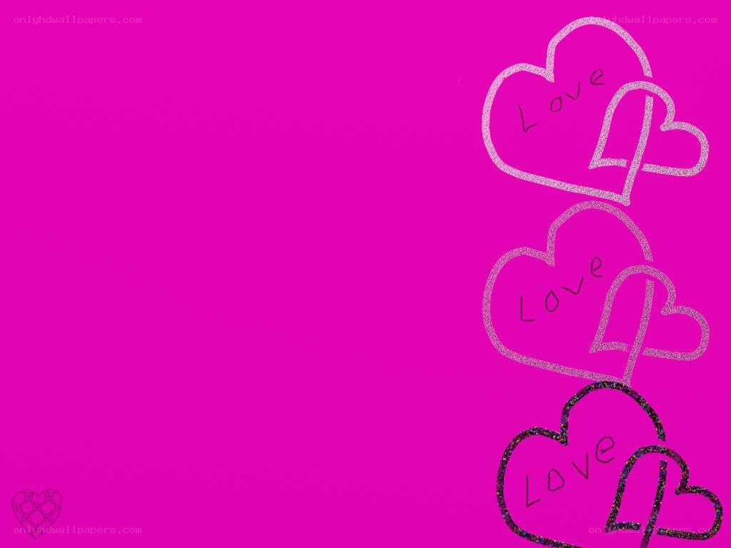 pink hearts with love text