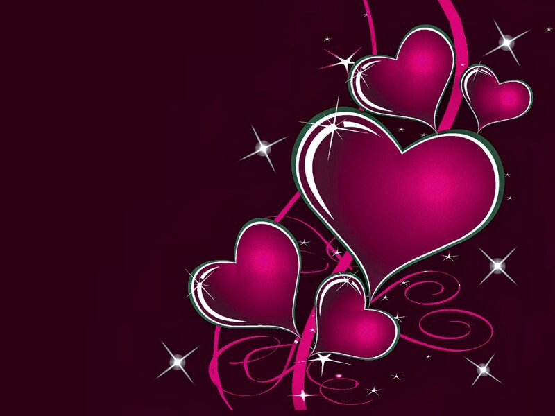 Pink Hearts with Sparkles — Magenta