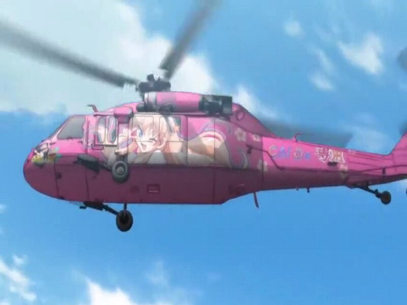 Pink Helicopter in Flight
