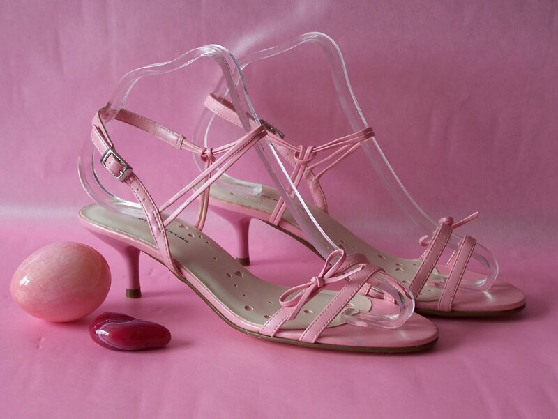 Pink high-heeled sandals