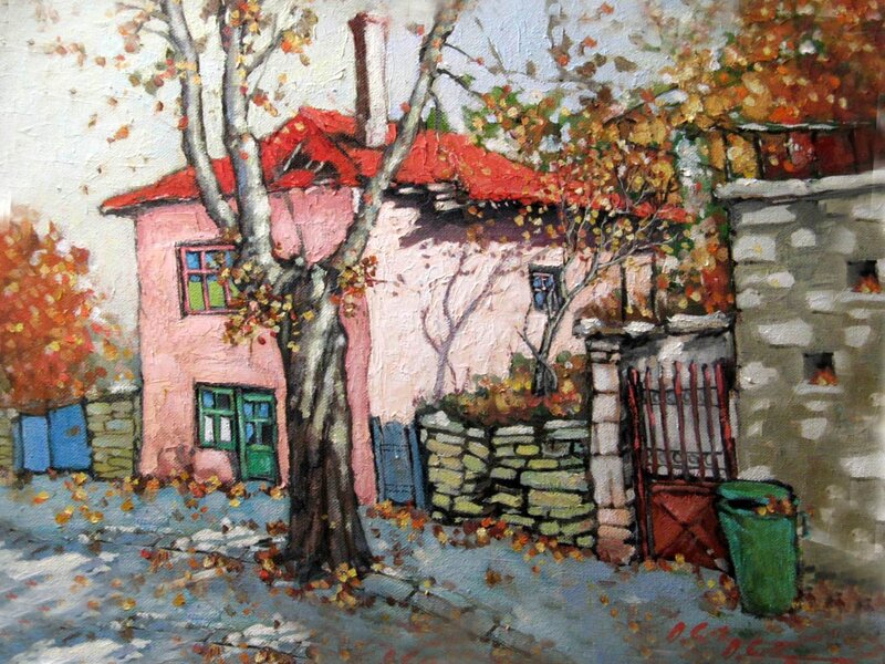 Pink House in Autumn