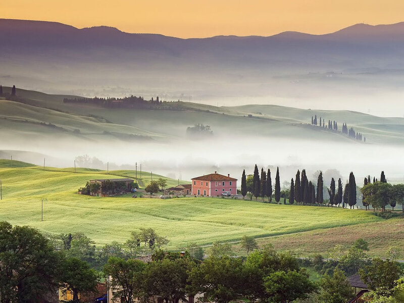 Pink House in Foggy Hills
