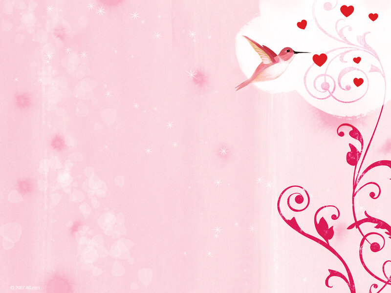 pink hummingbird with hearts