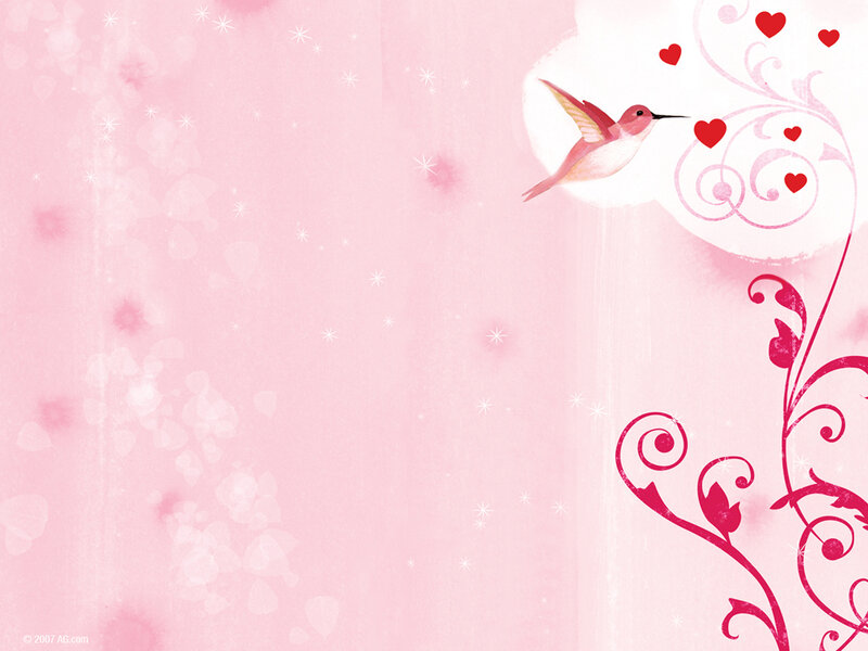 pink hummingbird with hearts