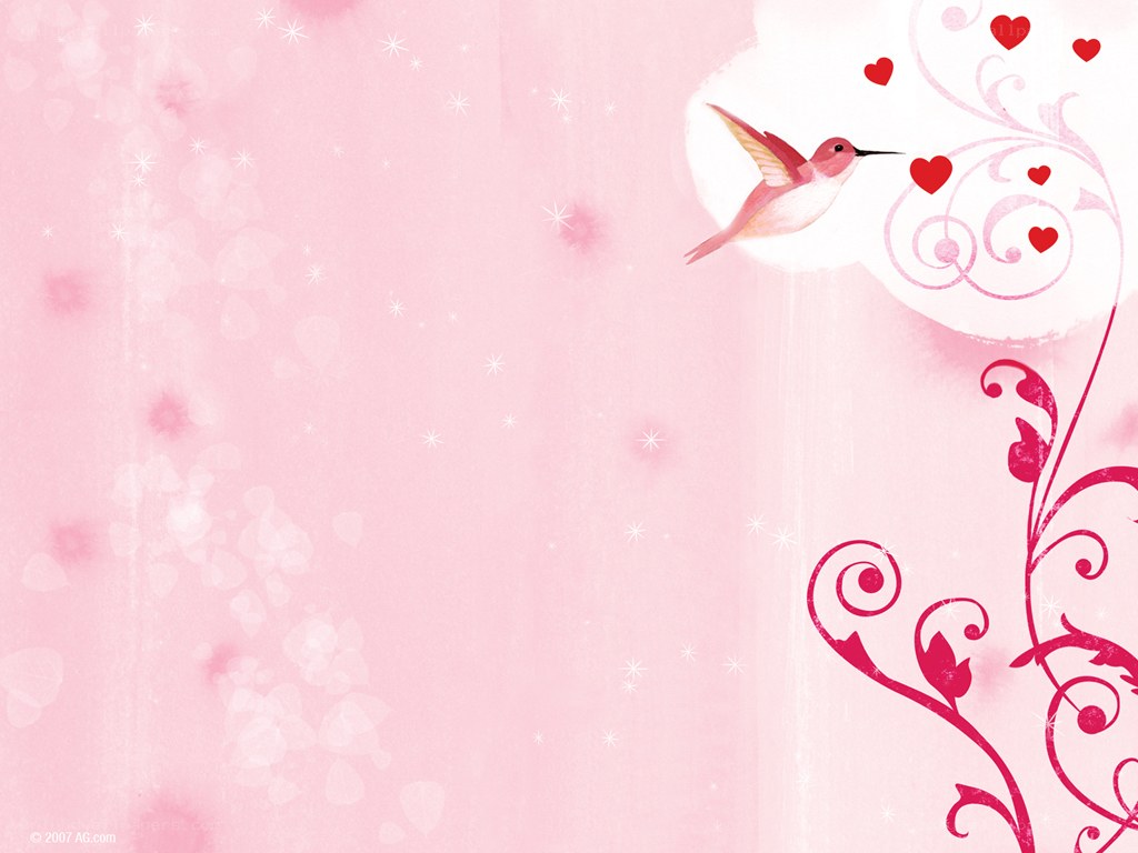 pink hummingbird with hearts