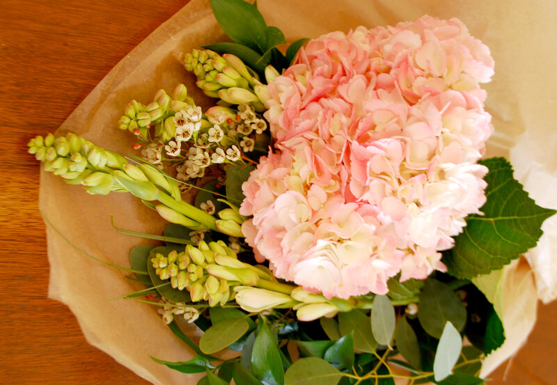 Pink Hydrangea Bouquet — Calm, Afternoon