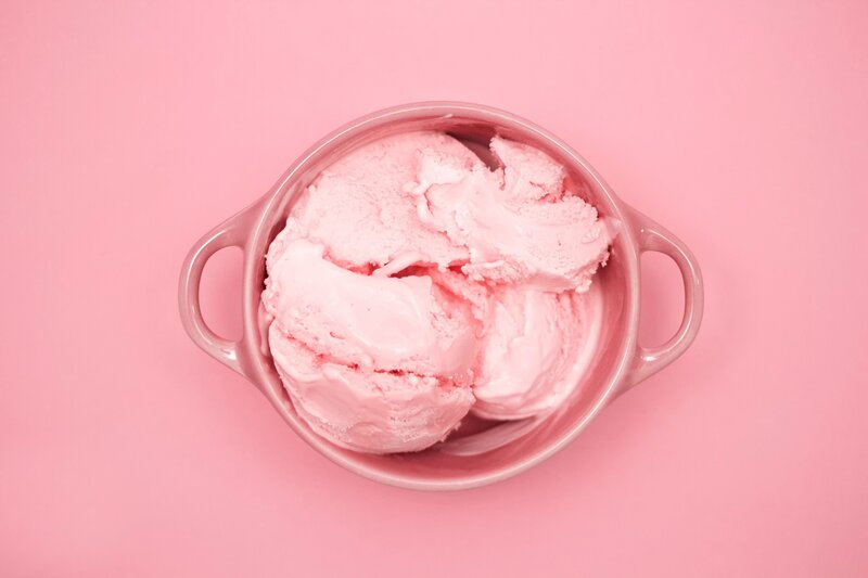 Pink Ice Cream in Bowl
