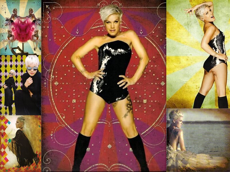 Pink in various artistic photos