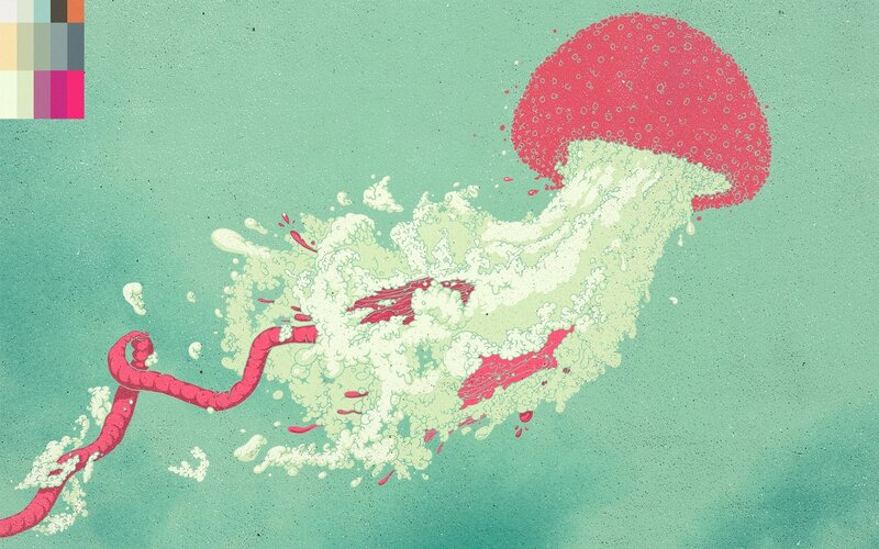 Pink Jellyfish in Water — Teal