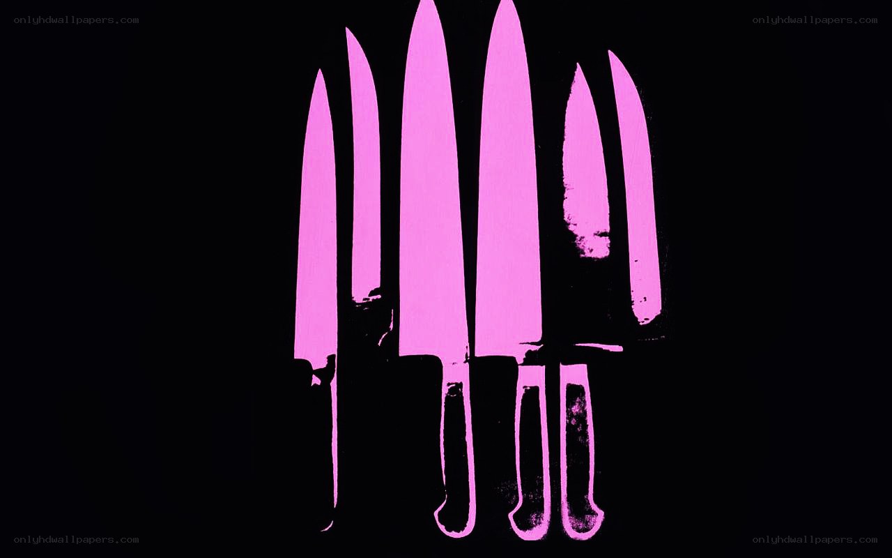 pink knives on black