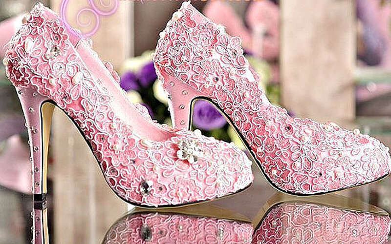 Pink Lace High Heels