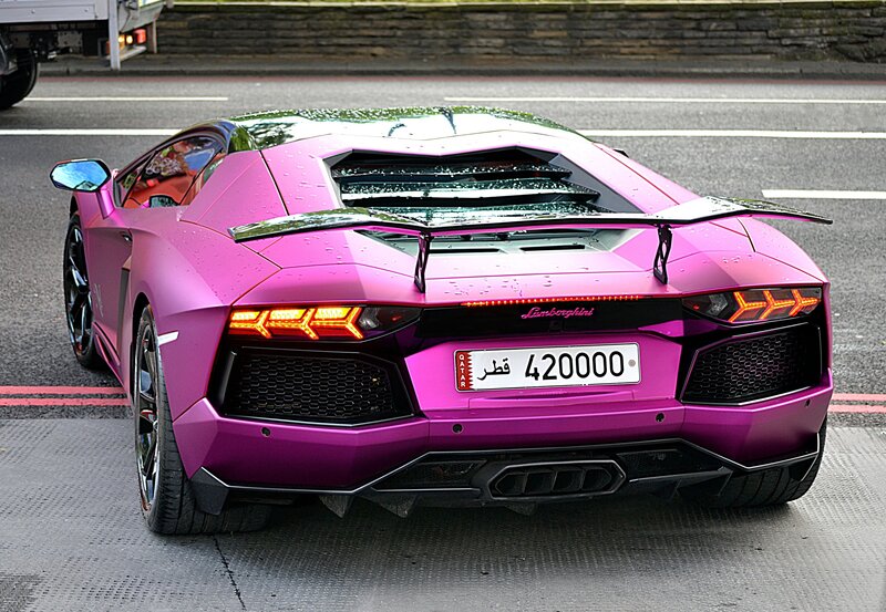 Pink Lamborghini Aventador — Dramatic, Photograph, Car