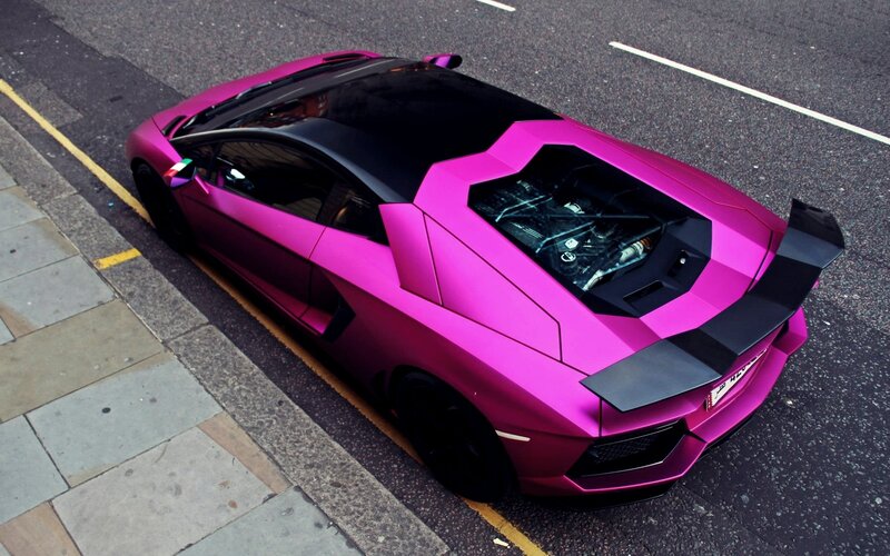 pink Lamborghini sports car