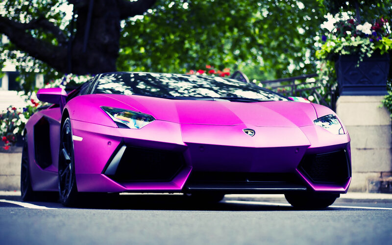 Pink Lamborghini Sports Car — Purple