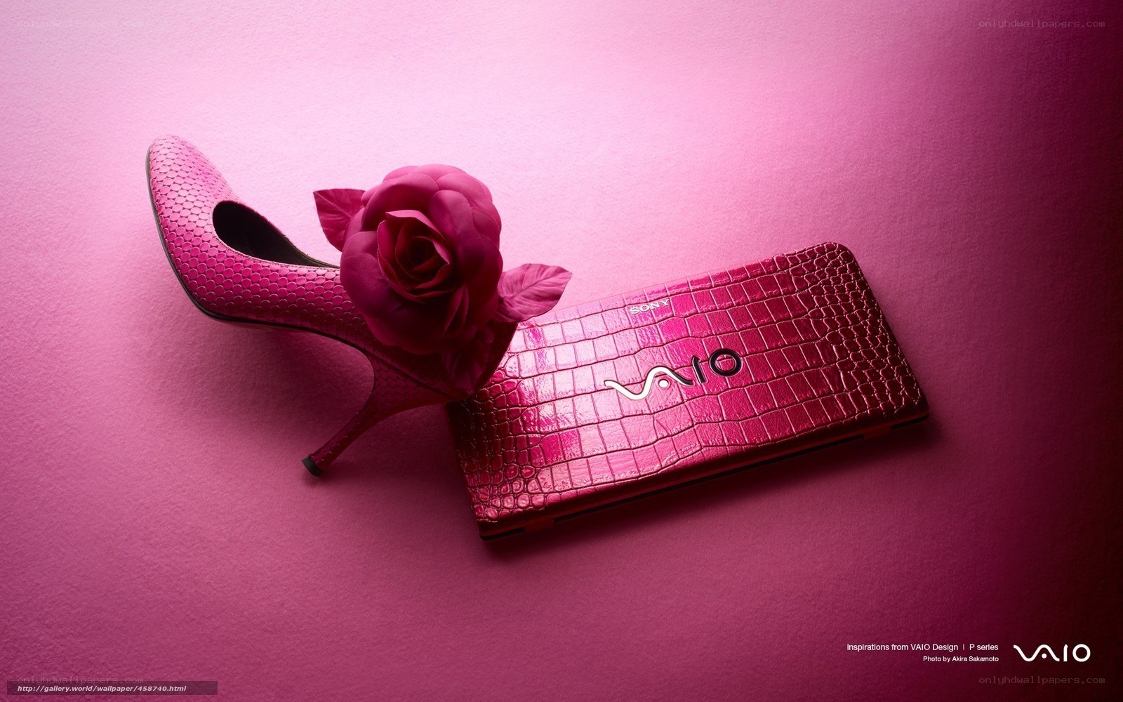 Pink laptop and high heels