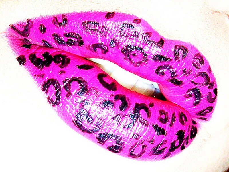 Pink Leopard-print Lips