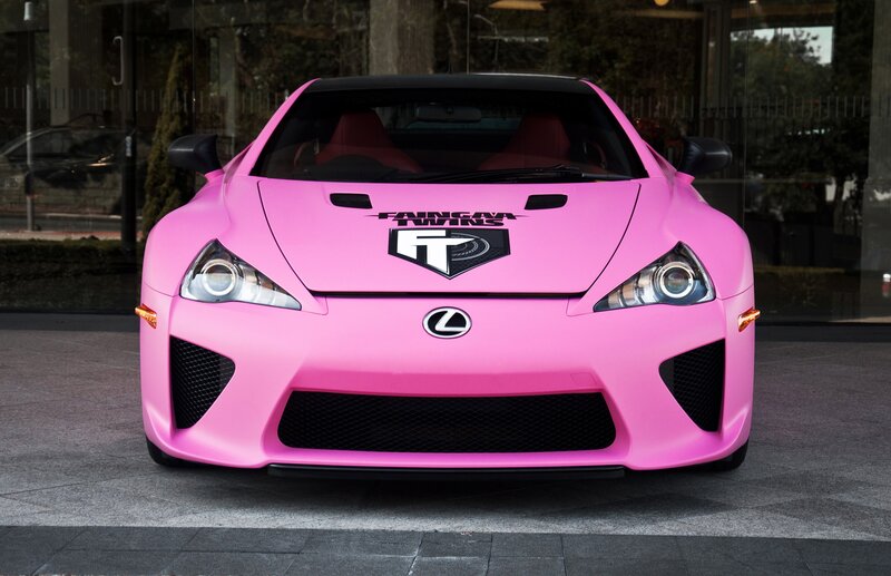 pink Lexus LFA sports car