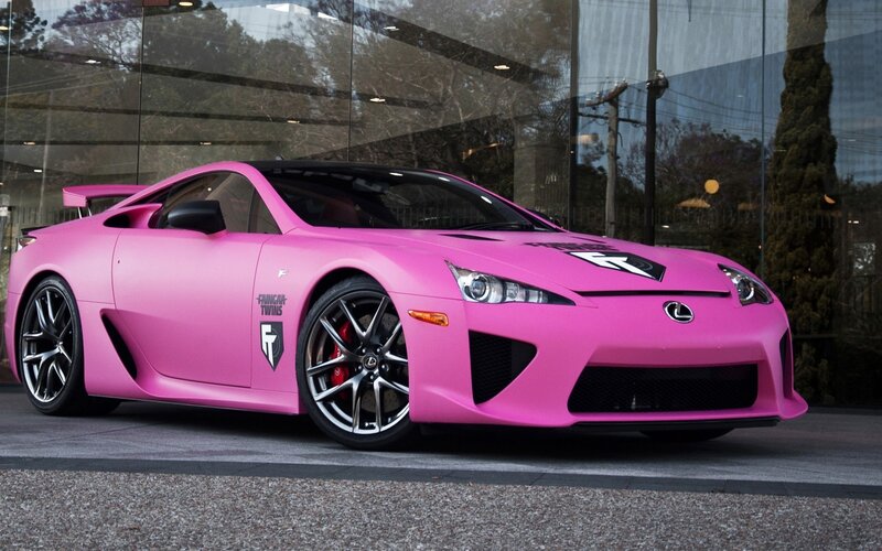 pink Lexus LFA sports car