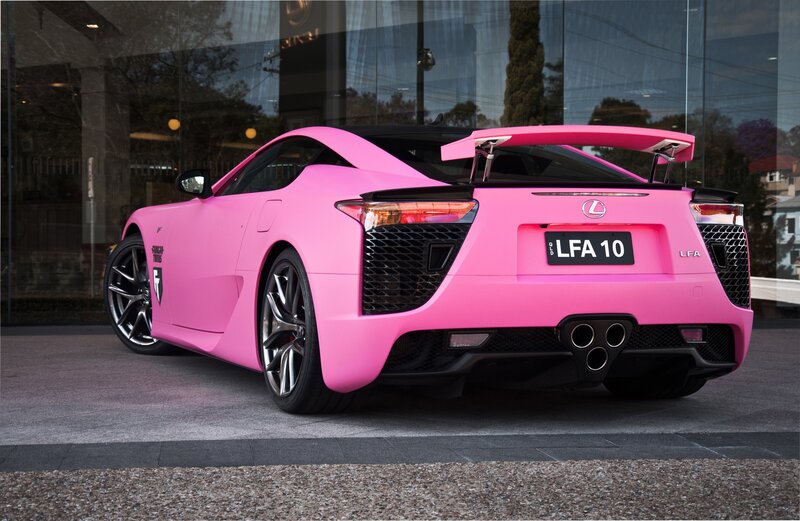 Pink Lexus LFA Sports Car — Dramatic, Photograph, Building