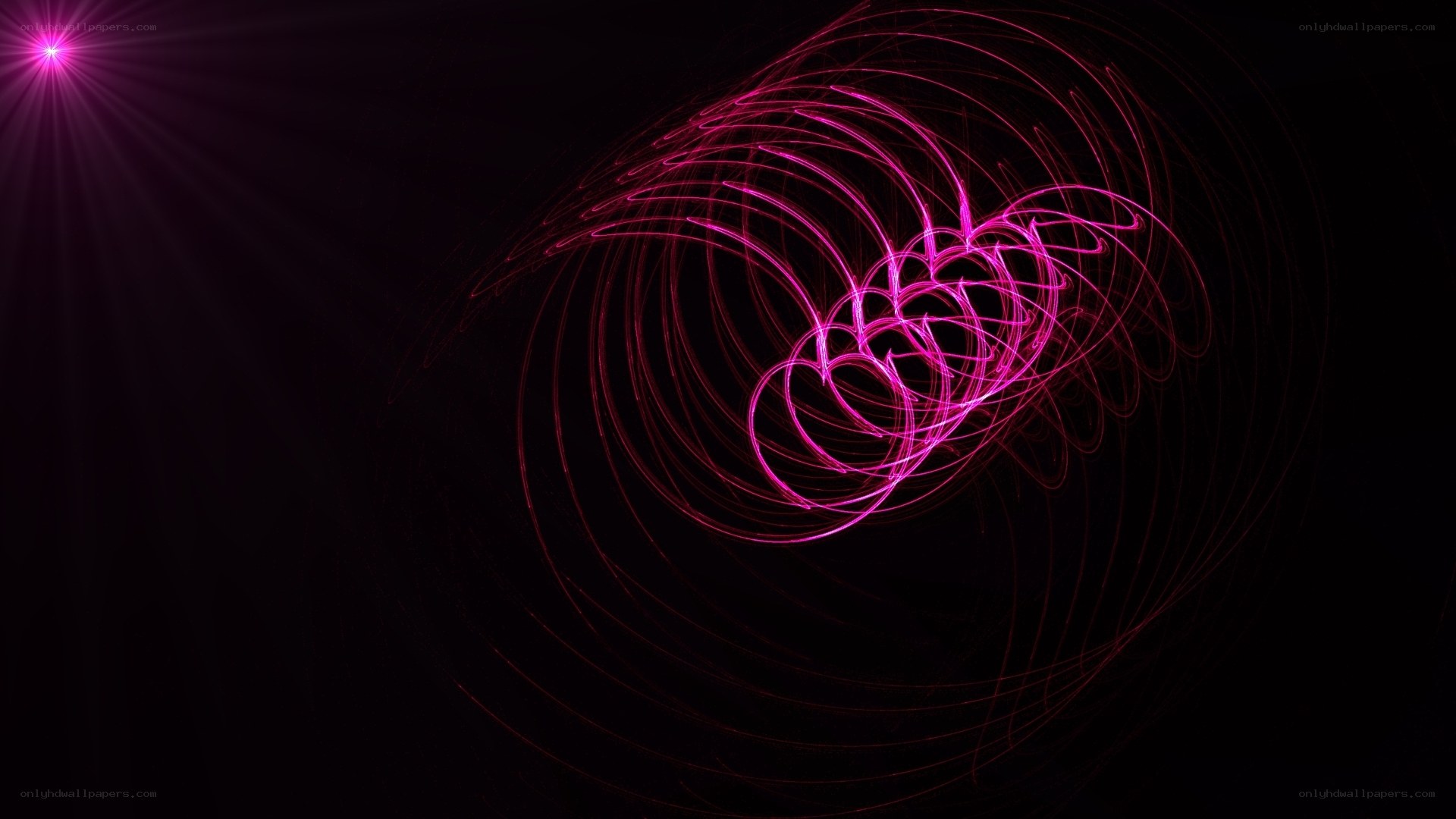 pink light swirls on black