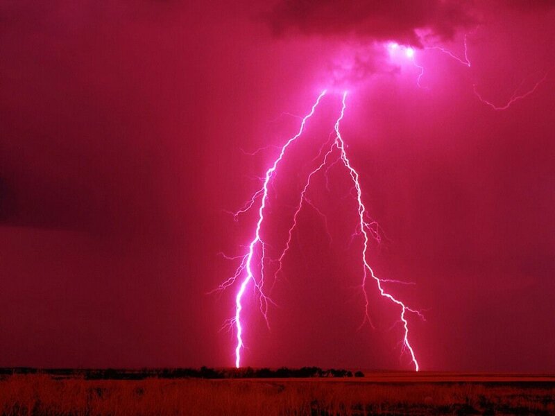 Pink Lightning Strike — Dramatic, Night