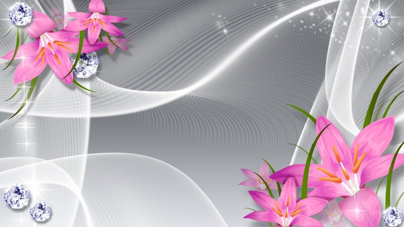 Pink Lilies and Diamonds