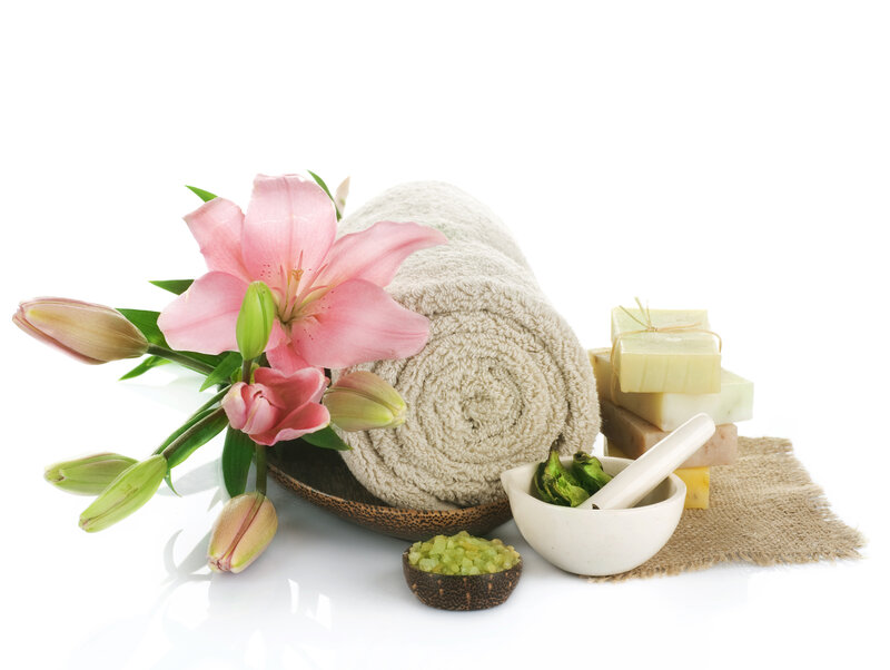 Pink Lilies and Spa Items