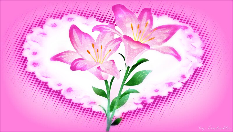 Pink Lilies in Heart Shape